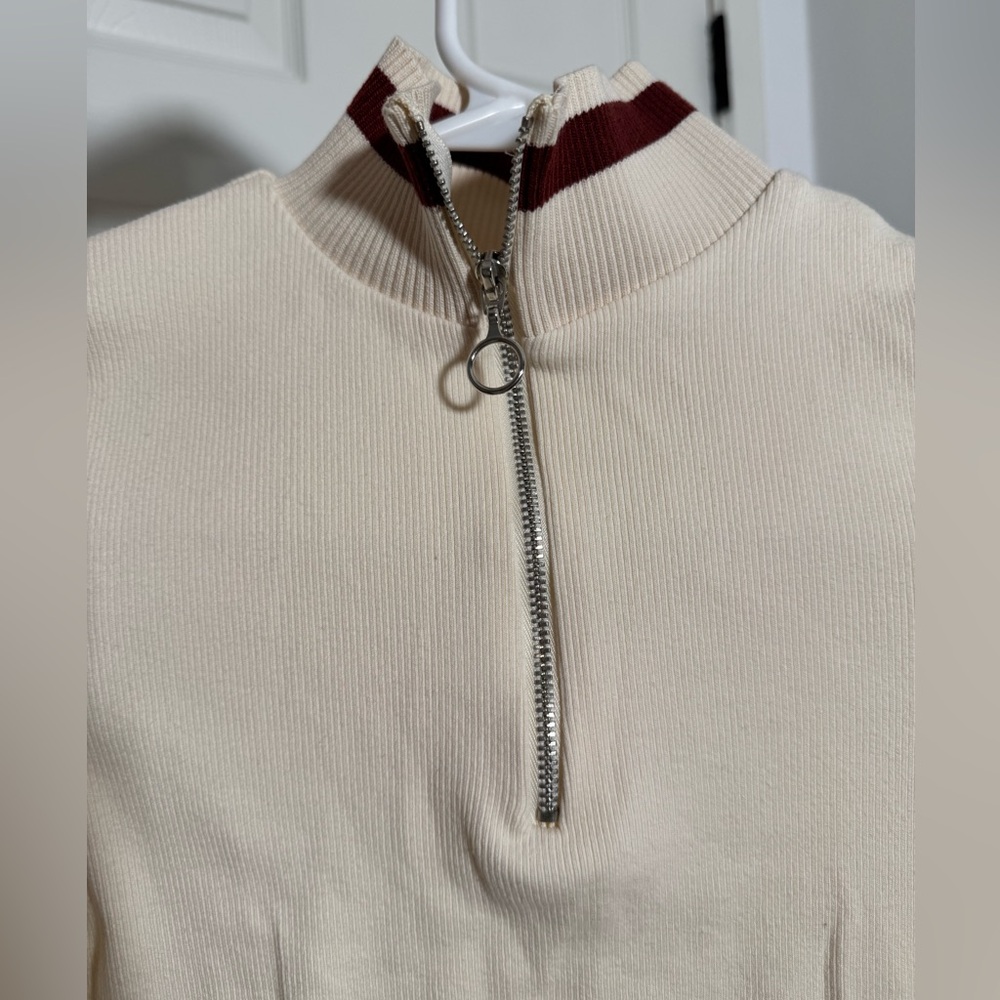 Zara Cream and Brown Long Sleeve Top - Picture 2 of 4